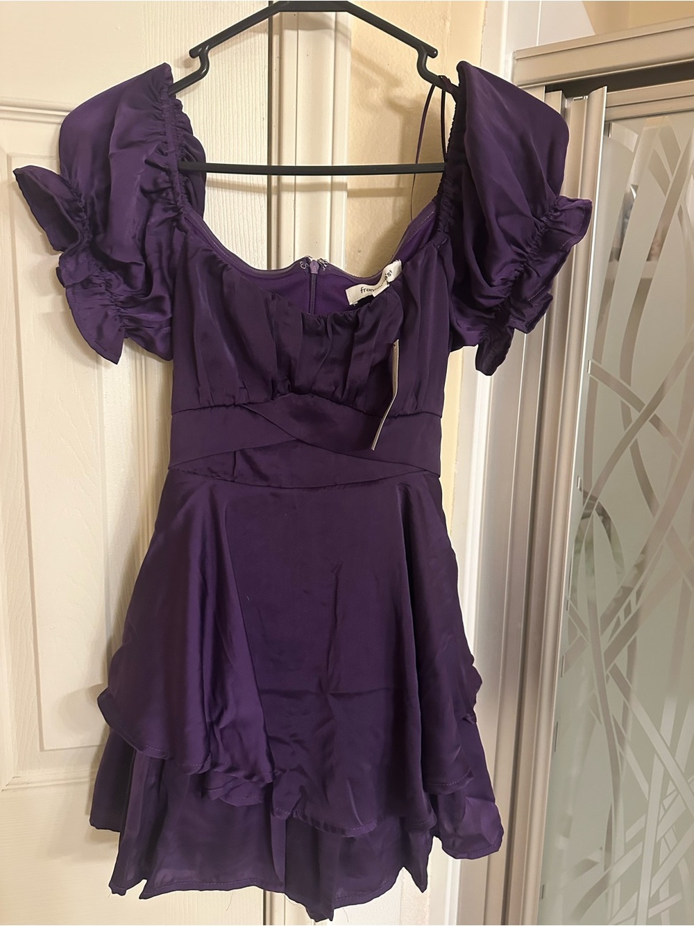 Purple Puff Sleeve Romper